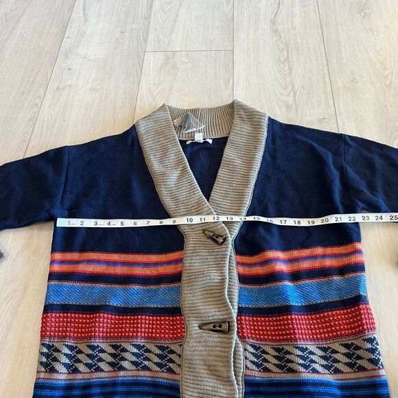 Woman Within Cardigan Tan Blue Size S - Picture 3 of 8